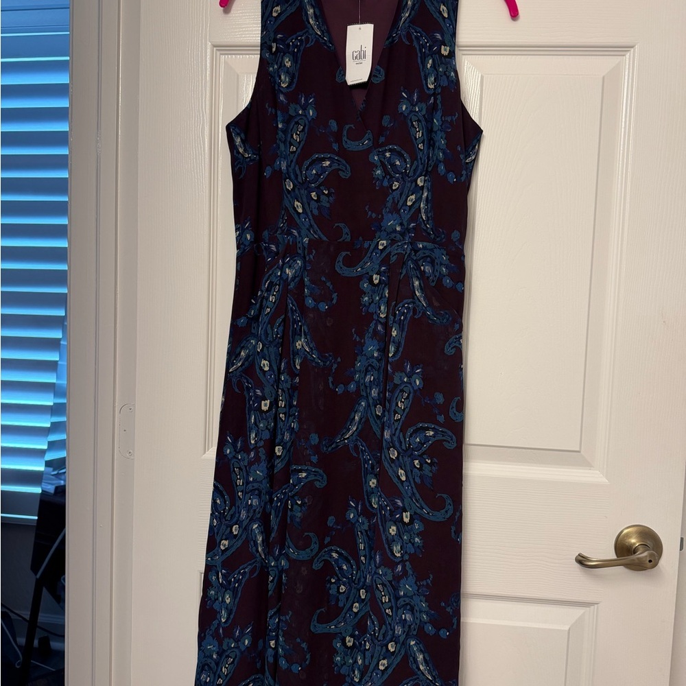 CAbi Navy and Burgundy Paisley Maxi Dress - Picture 1 of 4